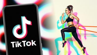 Mobile screen with tik tok logo and an athlete