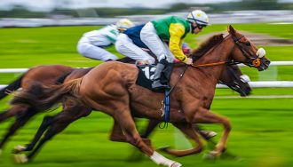 Horses Racing at Racetrack