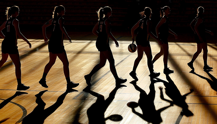 Netball players on court