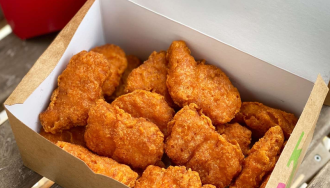 A picture of chicken nuggets, an American fast-food favorite.