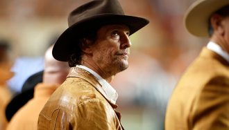 Matthew McConaughey at a Texas Longhorns game.