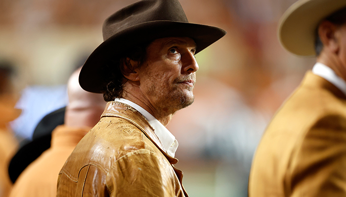 Matthew McConaughey at a Texas Longhorns game.