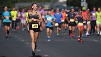 People running a marathon