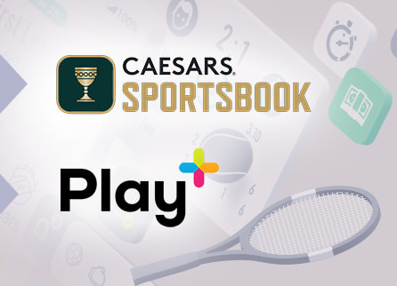 Caesars Sportsbook logo and Play+ logo