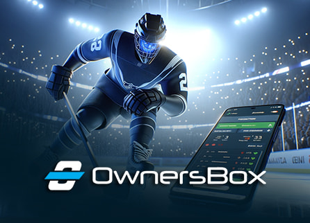 OwnersBox logo with hockey player and mobile phone