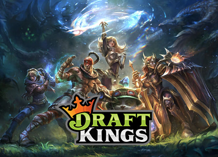 DraftKings logo with League of Legends characters in background