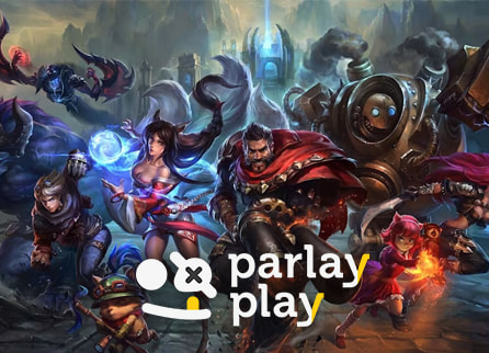 ParlayPlay logo with League of Legends characters in background