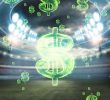 Dollar Signs over a Sports Stadium as a Blurred Background