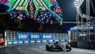 Formula 1 Cars Racing in Las Vegas Grand Prix