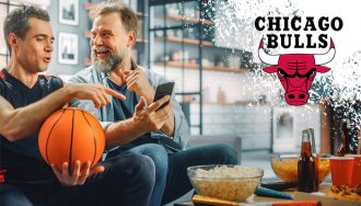 Gambler Placing Bet on Chicago Bulls Using Smartphone