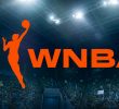 Basketball with the WNBA logo displayed on it