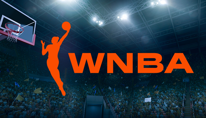 Basketball with the WNBA logo displayed on it