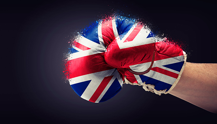 Boxing glove with the UK flag