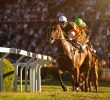 Two jockeys during a horse race