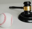 Baseball ball and judges gavel