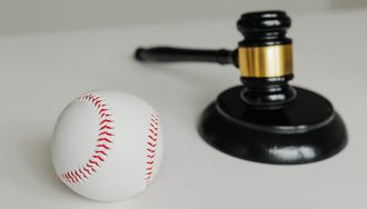 Baseball ball and judges gavel