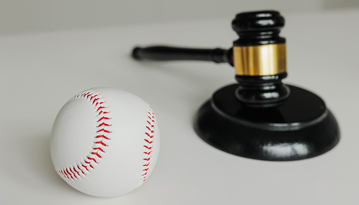 Baseball ball and judges gavel